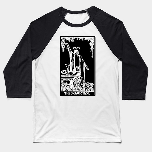 I. The Magician Tarot Card | Obsidian and Pearl Baseball T-Shirt by wildtribe